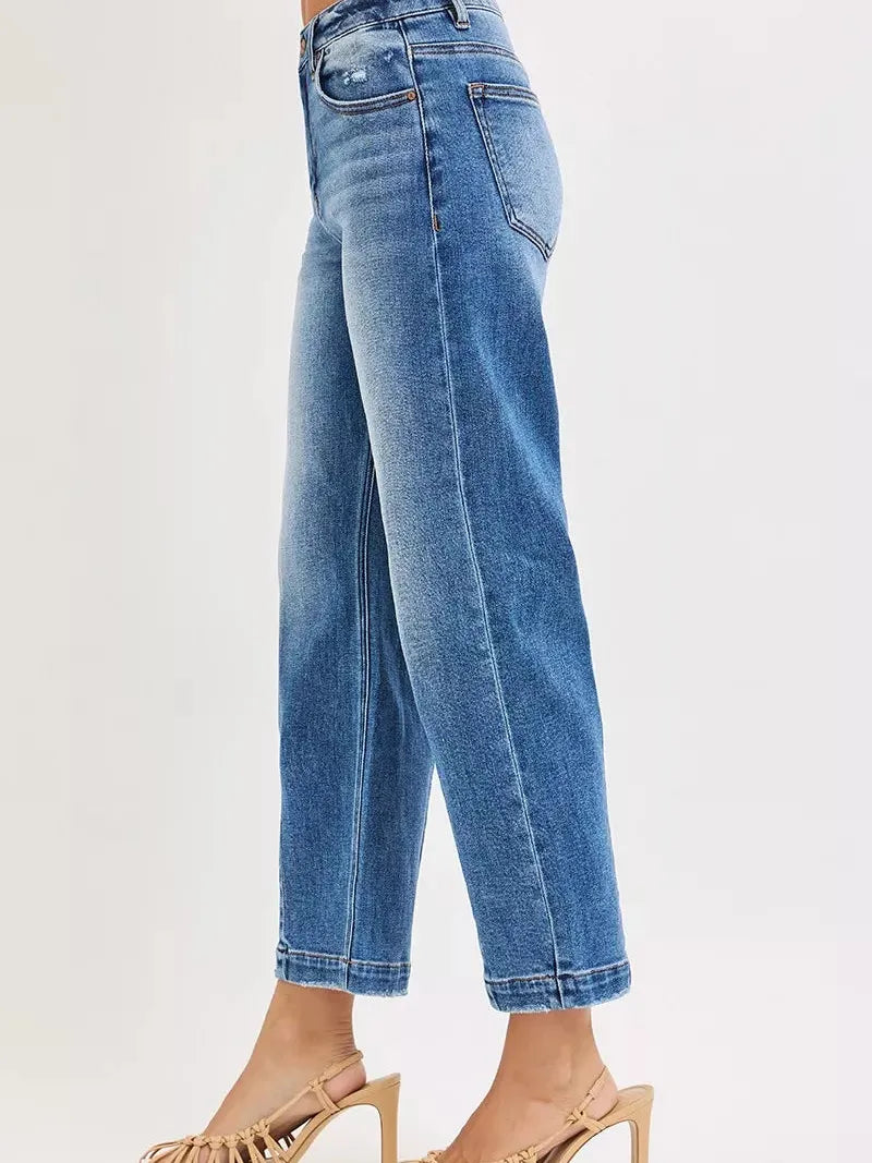Risen Blue Haven High Rise Crop Boyfriend Tapered Jeans-Women's Jeans-Shop Z & Joxa
