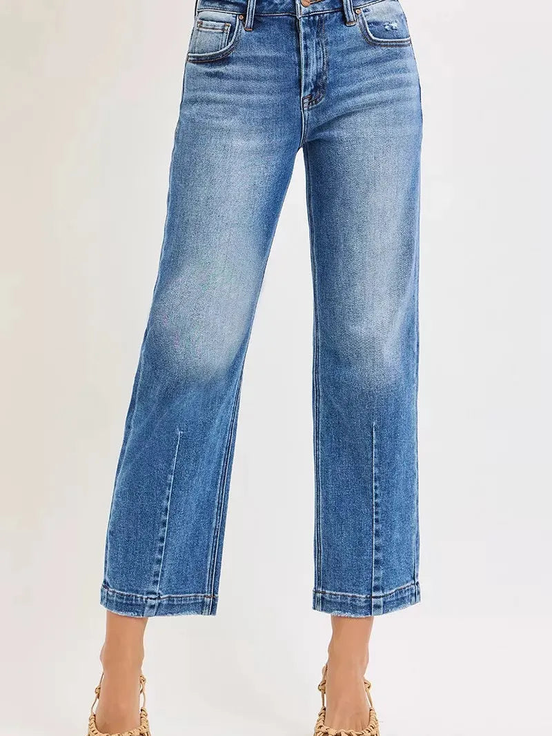 Risen Blue Haven High Rise Crop Boyfriend Tapered Jeans-Women's Jeans-Shop Z & Joxa