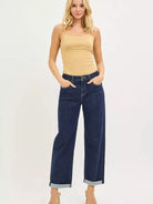 Risen Boyfriend Vibes Slouchy Cropped Cuffed Hem Jeans-Women's Jeans-Shop Z & Joxa