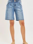 Risen Breezy Panel Double Button Slouchy Jorts in Medium-Women's Shorts-Shop Z & Joxa