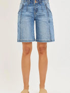 Risen Breezy Panel Double Button Slouchy Jorts in Medium-Women's Shorts-Shop Z & Joxa