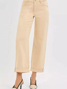 Risen Buttercream Edit Tummy Control Mid Rise Ankle Barrel Relaxed Baggy-Women's Jeans-Shop Z & Joxa
