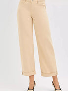 Risen Buttercream Edit Tummy Control Mid Rise Ankle Barrel Relaxed Baggy-Women's Jeans-Shop Z & Joxa