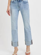 Risen Chill Cuff High Rise Straight Cuffed Jeans-Women's Jeans-Shop Z & Joxa