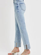 Risen Chill Cuff High Rise Straight Cuffed Jeans-Women's Jeans-Shop Z & Joxa
