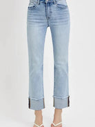 Risen Chill Cuff High Rise Straight Cuffed Jeans-Women's Jeans-Shop Z & Joxa