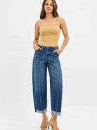 Risen City Stroll Highrise Barrel Cuffed Jeans-Women's Jeans-Shop Z & Joxa