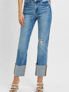 Risen CityStride High Rise Ankle Straight Wide Cuffed Jeans-Women's Jeans-Shop Z & Joxa