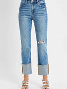 Risen CityStride High Rise Ankle Straight Wide Cuffed Jeans-Women's Jeans-Shop Z & Joxa