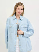 Risen Coastal Stripe Oversized Stripe Denim Shacket-Women's Shirts & Tops-Shop Z & Joxa