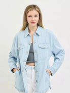 Risen Coastal Stripe Oversized Stripe Denim Shacket-Women's Shirts & Tops-Shop Z & Joxa