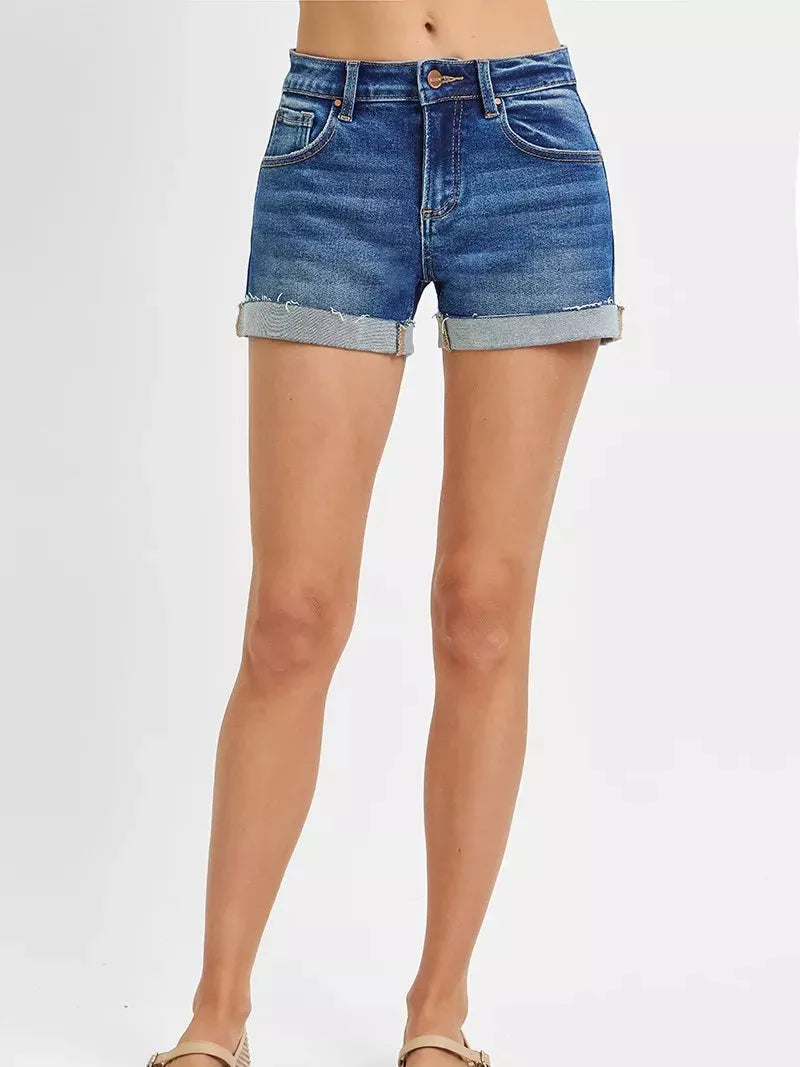 Risen Coastline Cuffed Low Rise Cuffed Denim Shorts-Women's Shorts-Shop Z & Joxa