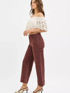 Risen Cocoa Contour Tummy Control High Rise Wide Crop Jeans-Women's Jeans-Shop Z & Joxa