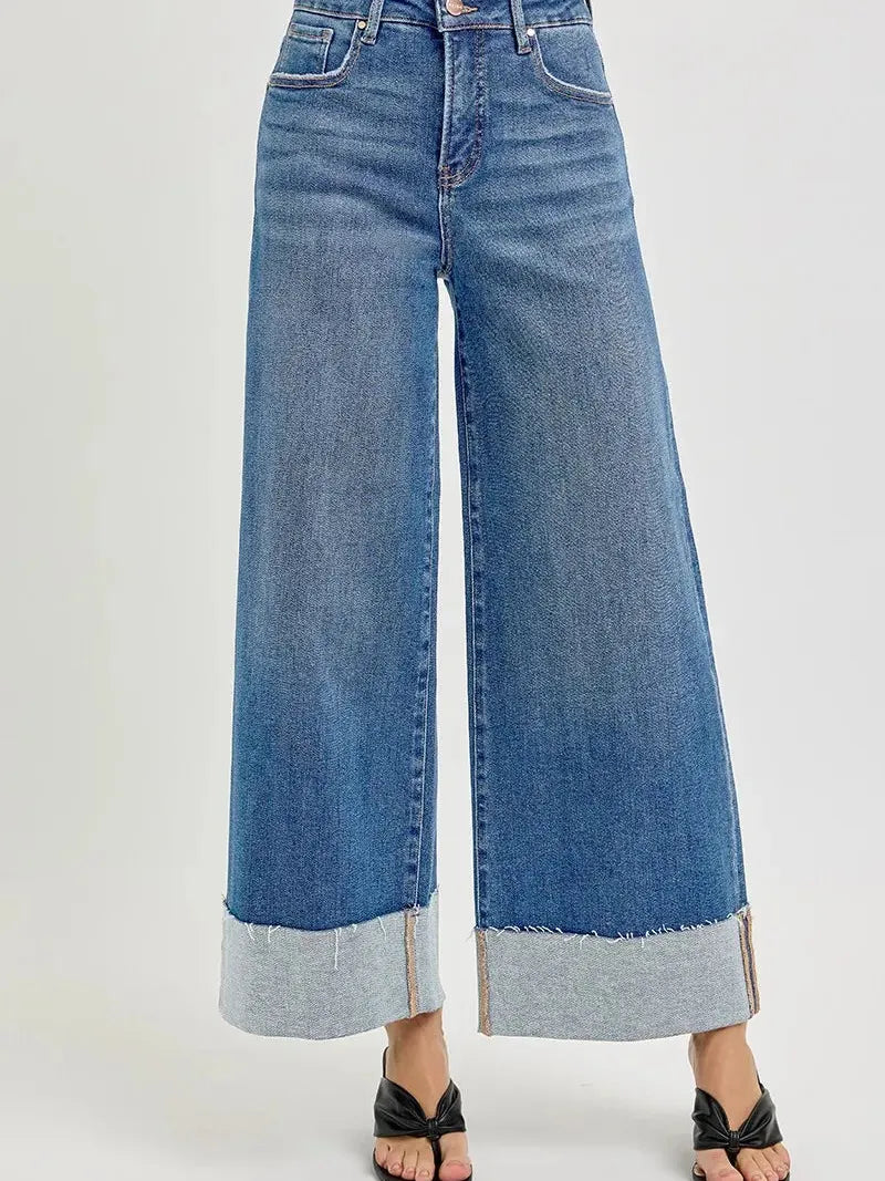 Risen Confidence Cuff Tummy Control High-Rise Crop Jeans-Women's Jeans-Shop Z & Joxa