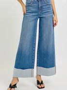 Risen Confidence Cuff Tummy Control High-Rise Crop Jeans-Women's Jeans-Shop Z & Joxa