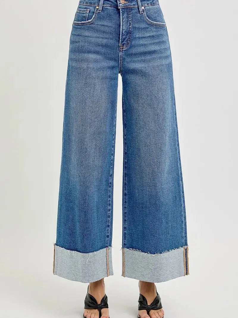 Risen Confidence Cuff Tummy Control High-Rise Crop Jeans-Women's Jeans-Shop Z & Joxa