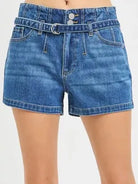 Risen Cool Girl Slouchy Denim Shorts with Belt-Women's Shorts-Shop Z & Joxa