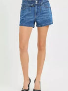 Risen Cool Girl Slouchy Denim Shorts with Belt-Women's Shorts-Shop Z & Joxa