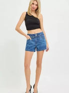 Risen Cool Girl Slouchy Denim Shorts with Belt-Women's Shorts-Shop Z & Joxa