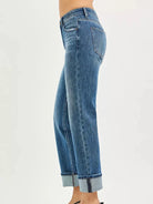 Risen Cuff & Chill Straight Cut Slouchy Jeans with Cuffed Hem-Women's Jeans-Shop Z & Joxa