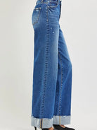 Risen Cuffed & Collected High Rise Wide Leg Jeans With Cuffs-Women's Jeans-Shop Z & Joxa