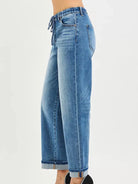 Risen Cuffed Comfort Slouch Ankle Boyfriend Cuffed Hem Jeans-Women's Jeans-Shop Z & Joxa