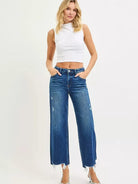 Risen Cut to the Chase High Rise Fringe Hem Cropped Jeans-Women's Jeans-Shop Z & Joxa