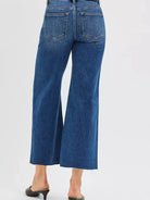 Risen Cutting Edge Mid Rise Crop Wide Raw Cut Hem Jeans-Women's Jeans-Shop Z & Joxa