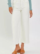 Risen Daydream Cream Tummy Control High Rise Wide Crop Jeans-Women's Jeans-Shop Z & Joxa