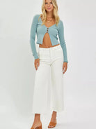 Risen Daydream Cream Tummy Control High Rise Wide Crop Jeans-Women's Jeans-Shop Z & Joxa