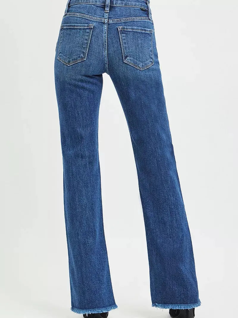 Risen Distress to Impress Frayed Waist and Hem Bootcut Jeans-Women's Jeans-Shop Z & Joxa