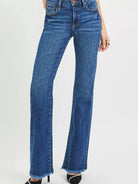Risen Distress to Impress Frayed Waist and Hem Bootcut Jeans-Women's Jeans-Shop Z & Joxa