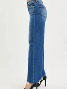 Risen Distressed & Unbothered High Rise Wide Leg Jeans-Women's Jeans-Shop Z & Joxa