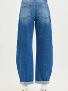 Risen Double Take Mid Rise Double Roll Up Crop Barrel Jeans-Women's Jeans-Shop Z & Joxa