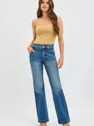 Risen Double Take Tummy Control High Rise Jeans with Double Buttons-Women's Jeans-Shop Z & Joxa