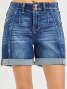 Risen Downtown High Rise Seamed Roll Up Shorts-Women's Shorts-Shop Z & Joxa