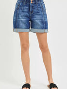 Risen Downtown High Rise Seamed Roll Up Shorts-Women's Shorts-Shop Z & Joxa