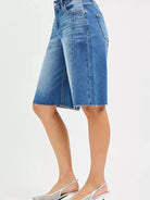Risen Downtown Slouch Raw Hem Slouchy Seamed Jorts-Women's Shorts-Shop Z & Joxa