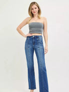 Risen Downtown Straight High Rise Patch Pocket Seamed Jeans-Women's Jeans-Shop Z & Joxa