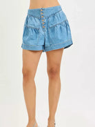Risen Easy Breeze Elastic Band Slouchy Shorts With Shirred Detail-Women's Shorts-Shop Z & Joxa