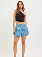 Risen Easy Breeze Elastic Band Slouchy Shorts With Shirred Detail-Women's Shorts-Shop Z & Joxa