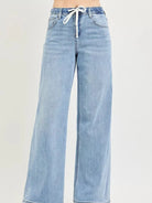 Risen Easy Street Elastic Waist Slouchy Wide Jeans with Drawstring-Women's Jeans-Shop Z & Joxa