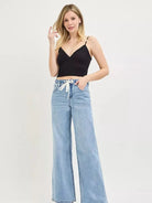 Risen Easy Street Elastic Waist Slouchy Wide Jeans with Drawstring-Women's Jeans-Shop Z & Joxa