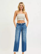 Risen Edge Appeal High Rise Ankle Distressed Hem Detail Jeans-Women's Jeans-Shop Z & Joxa