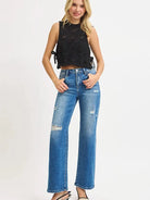 Risen Edge & Ease High-Rise Ankle Straight Distressed Jeans-Women's Jeans-Shop Z & Joxa
