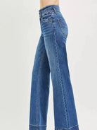 Risen Elevated Ease High Rise Wide Leg Wide Band Detail Jeans-Women's Jeans-Shop Z & Joxa