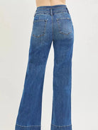 Risen Elevated Ease High Rise Wide Leg Wide Band Detail Jeans-Women's Jeans-Shop Z & Joxa