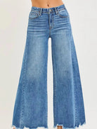 Risen Elevation High Rise Wide Leg Ankle Jeans Medium Wash-Women's Jeans-Shop Z & Joxa