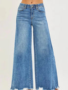 Risen Elevation High Rise Wide Leg Ankle Jeans Medium Wash-Women's Jeans-Shop Z & Joxa