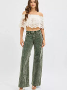 Risen Evergreen Charm High Rise Wide Leg Corduroy Jeans-Women's Jeans-Shop Z & Joxa
